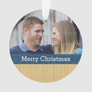 Ornamento de Fotos de Natal Russo Azul