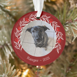 Ornamento de Fotos de Pet Holly Elegante Burgundy