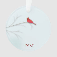 Ornamento de Fotos Editável do Cardeal Vermelho