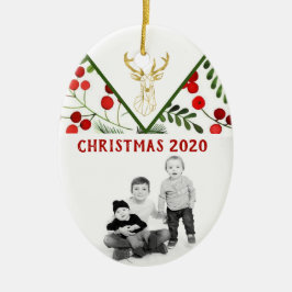Ornamento de Fotos Holly Moderna de Reindeer Geomé