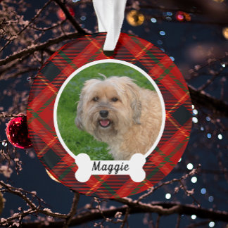 Ornamento de Fotos Personalizadas de Cão Xadrez Ve