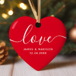 Ornamento de Fotos Vermelha por Casais Personaliza<br><div class="desc">Ame Casais Personalizados Ornamento de Fotos Vermelhas. Um ornamento romântico que faz um presente excelente para as férias. Também faria um favor de casamento excelente. Personalize este design personalizado com a sua própria fotografia e texto.</div>