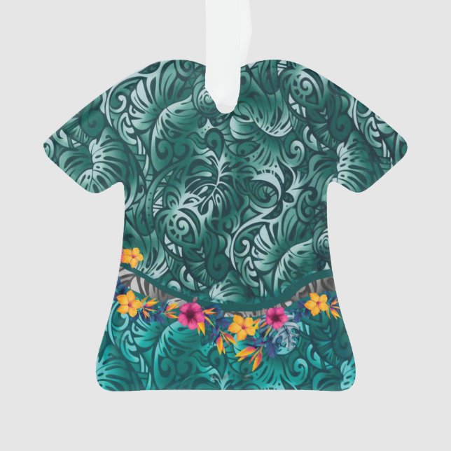 Ornamento de Fusão Monstera Barkcloth Havaiana (Frente)