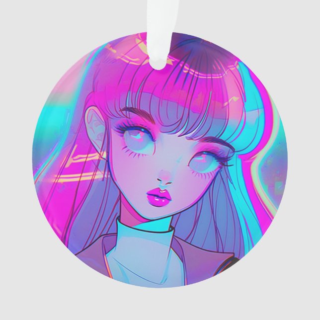 Ornamento de Garota de Néon Bonito (Frente)