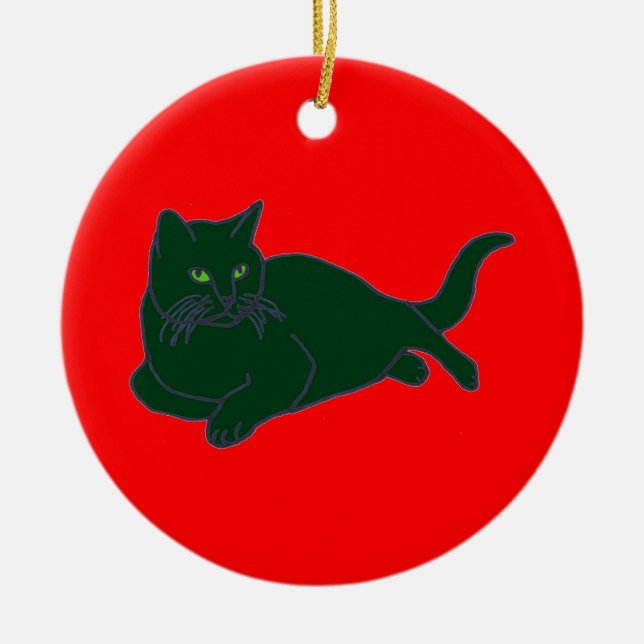 Ornamento de Gatinhos Vermelhos e Verdes (Frente)