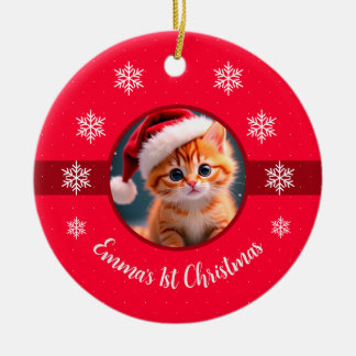 Ornamento de Gato de Gatinho Feliz de Natal para r