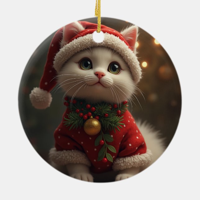 ornamento de gato de Papai noel de Natal (Traseira)