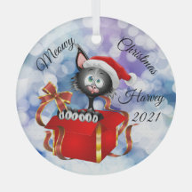 Ornamento de Gato Personalizado para o Feliz Natal