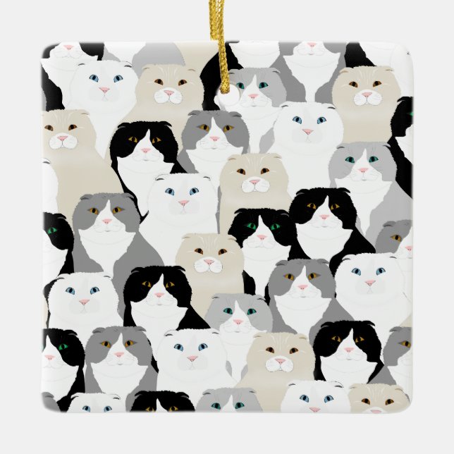 Ornamento de Gatos Dobrados Escoceses (Frente)