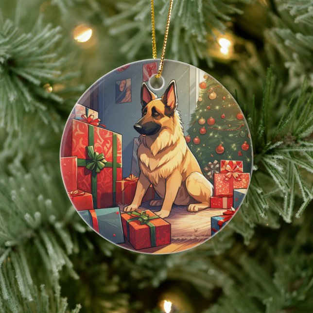 Ornamento de german shepherd de Natal, Pet Lover C (Árvore)
