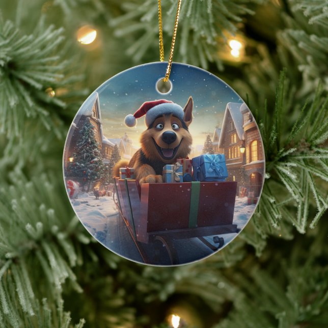 Ornamento de german shepherd de Natal, Pet Lover C (Árvore)