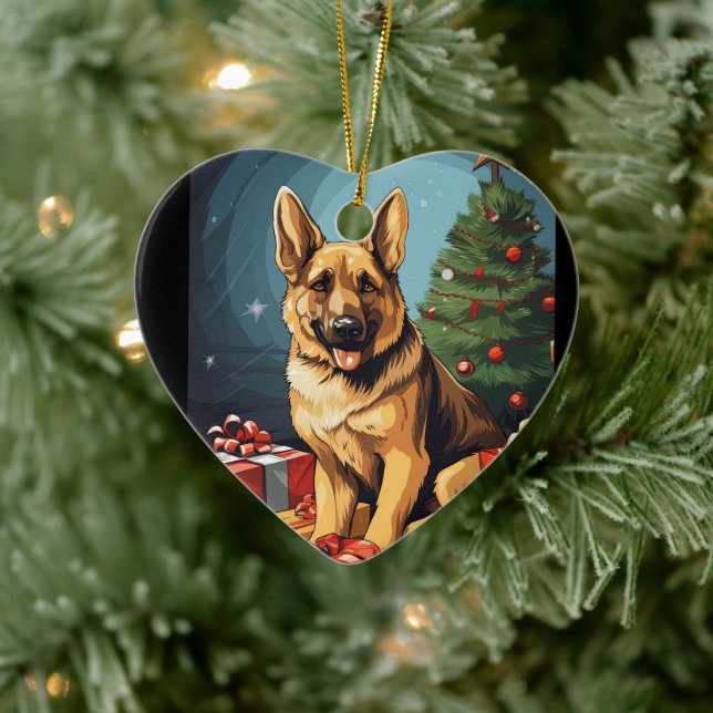 Ornamento de german shepherd de Natal, Pet Lover C (Árvore)
