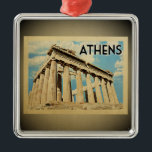 Ornamento de Grécia de Atenas<br><div class="desc">Um ornamento Atenas legal, estilo vintage, que apresenta ruínas gregas de Parténon.</div>