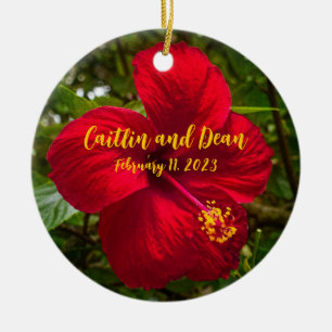Ornamento de Hibiscus de Vidro Personalizado
