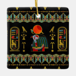 Ornamento de Horus do egípcio no vidro e no ouro