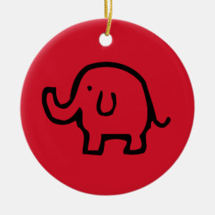 Ornamento de Imagem de Elefante Vermelho
