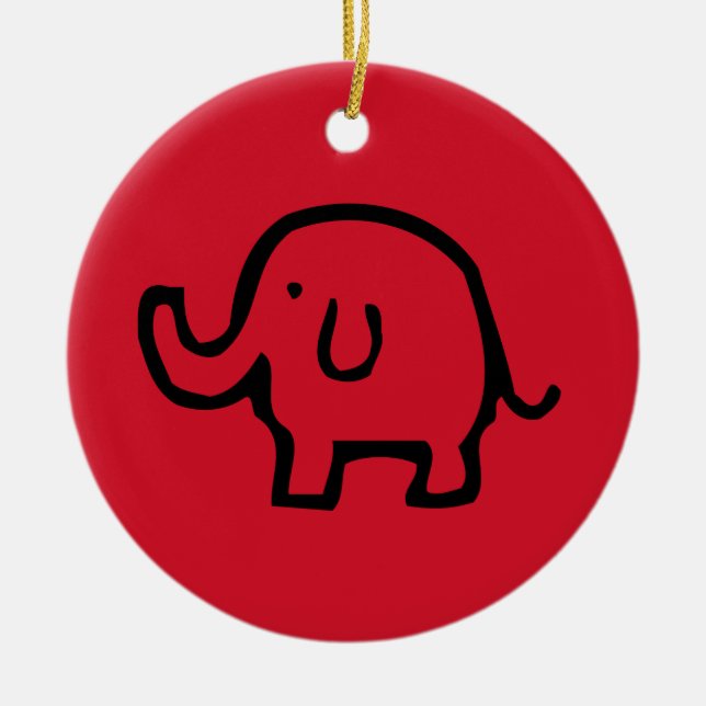 Ornamento de Imagem de Elefante Vermelho (Frente)