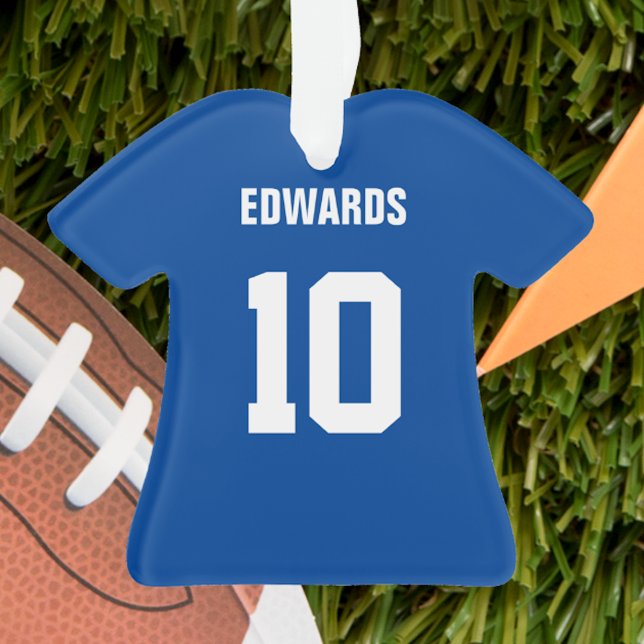 Ornamento de Jersey Azul e Branco Escuro de Futebo (Criador carregado)