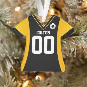 Ornamento de Jersey Preto/Amarelo Personalizado