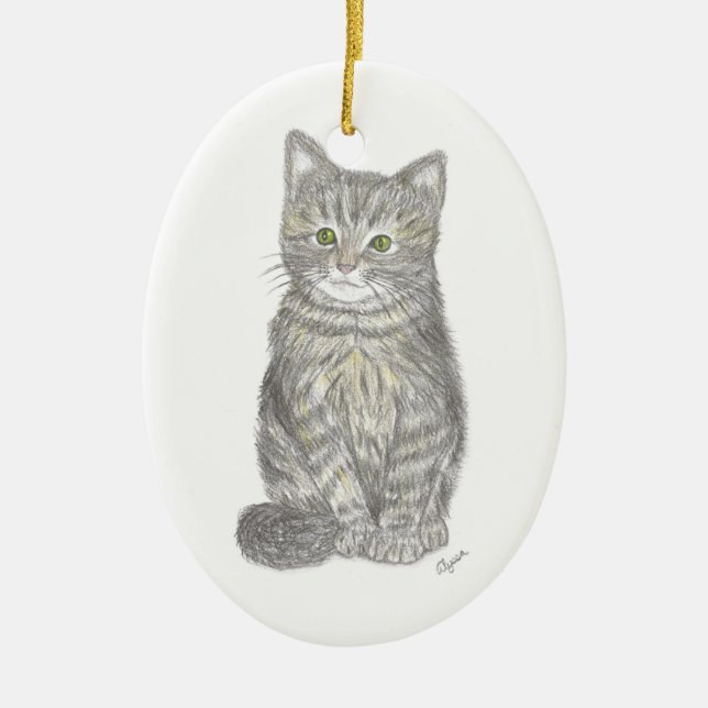 Ornamento de Kitten cinza (Frente)