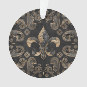 Ornamento de luxo Fleur-de-lis - mármore negro