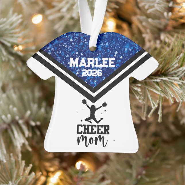 Ornamento de Mãe Personalizado Azul e Preto (Árvore)