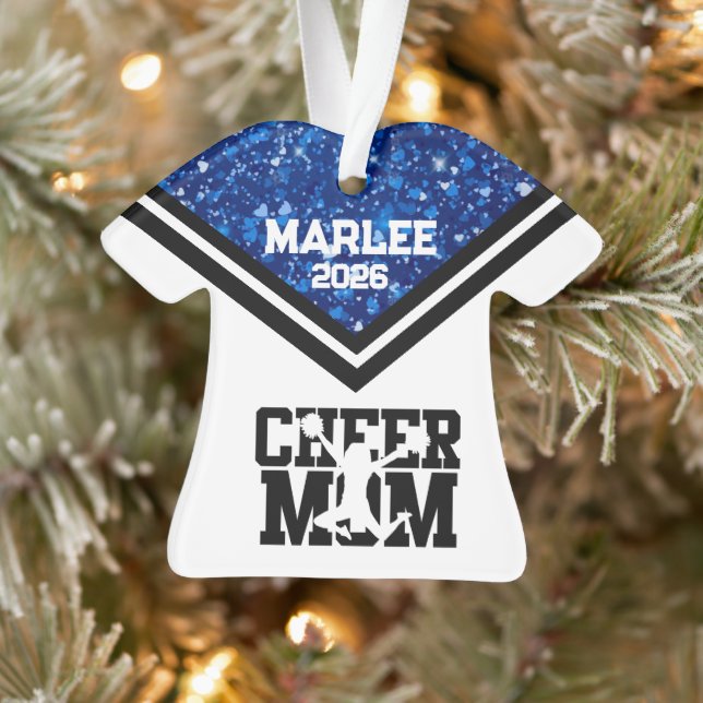 Ornamento de Mãe Personalizado Azul e Preto (Árvore)