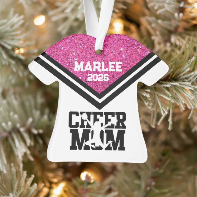 Ornamento de Mãe Personalizado Rosa e Preto (Árvore)