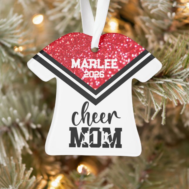 Ornamento de Mãe Personalizado Vermelho e Preto (Árvore)