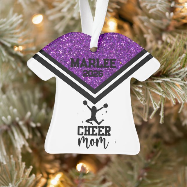 Ornamento de Mãe Preto e Roxo Personalizado (Árvore)