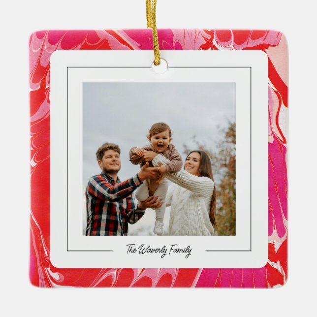 Ornamento de mármore de Feliz vermelha (Frente)