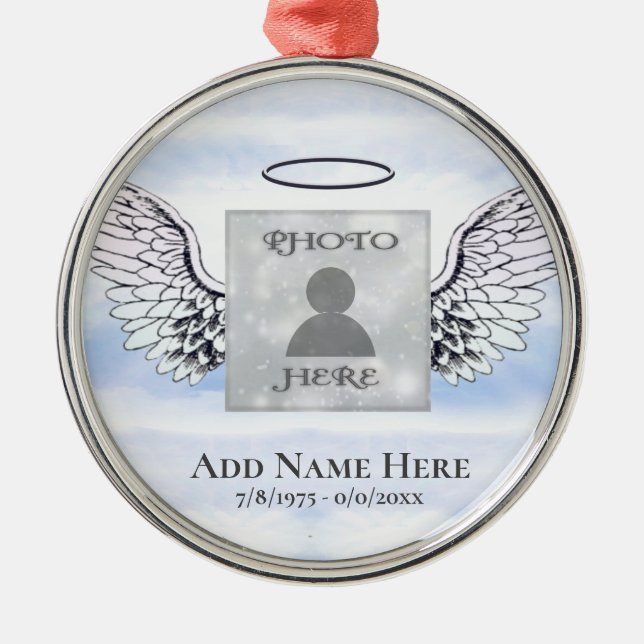 Ornamento de Memória de Anjo Fotográfico Personali (Frente)