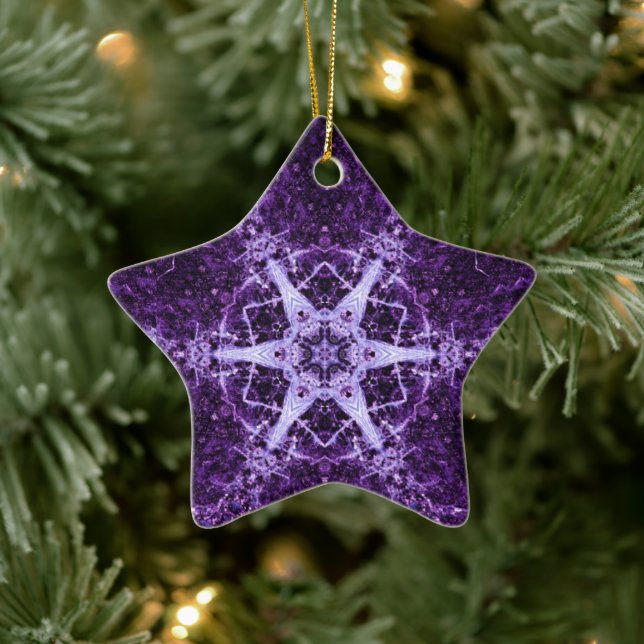 Ornamento de Memória em Estrelas de Cristal Roxo (Árvore)