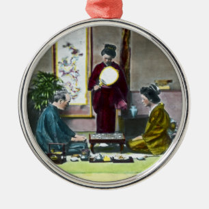 Ornamento De Metal 麻雀 tradicional de Mahjong do japonês do vinta