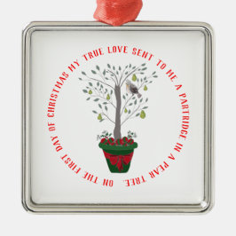 Ornamento De Metal 12 dias da perdiz do Natal em uma árvore de pera