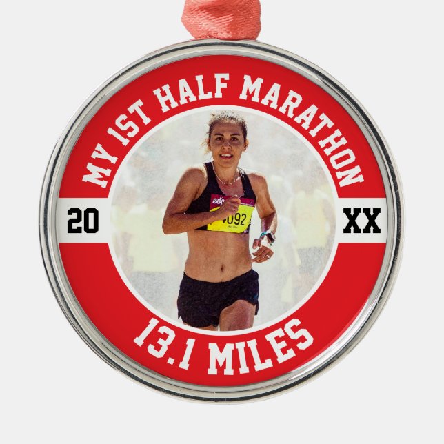 Ornamento De Metal 1st Half Marathon Runner First Running Beginner (Frente)