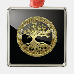 Ornamento De Metal [200] Árvore Celta da Vida [Dourado]
