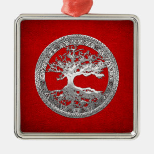 Ornamento De Metal [200] Árvore Céltica da Vida [Prata]