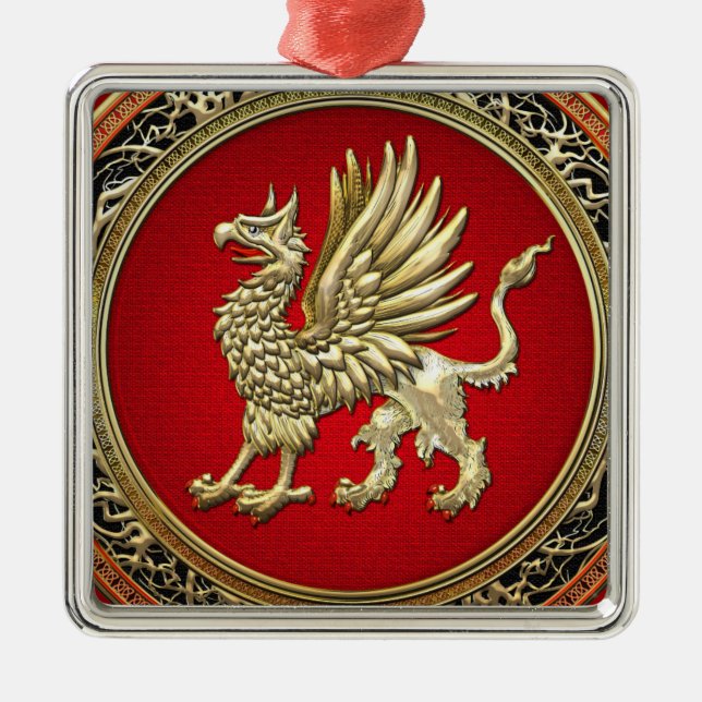 Ornamento De Metal [200] Dourado Griffin sagrado (Frente)