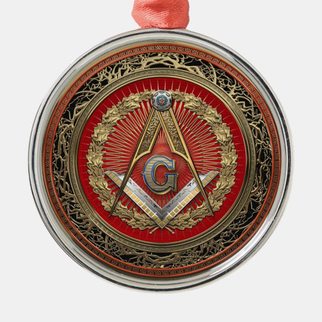 Ornamento De Metal [200] Master Mason - Dourado Square & Compass (Frente)