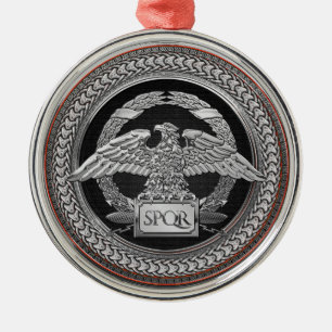 Ornamento De Metal [200] Silver Roman Imperial Eagle sobre Medalhão