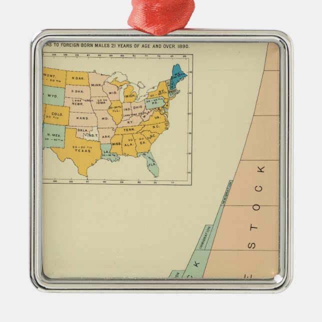 Ornamento De Metal 22 elementos do crescimento da população 17901890 (Frente)