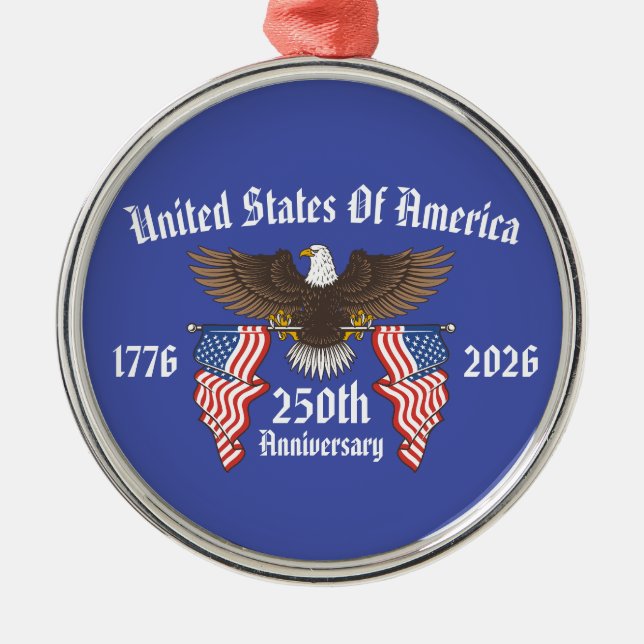 Ornamento De Metal 250th USA Anniversary 4th Of July Independence Day (Frente)