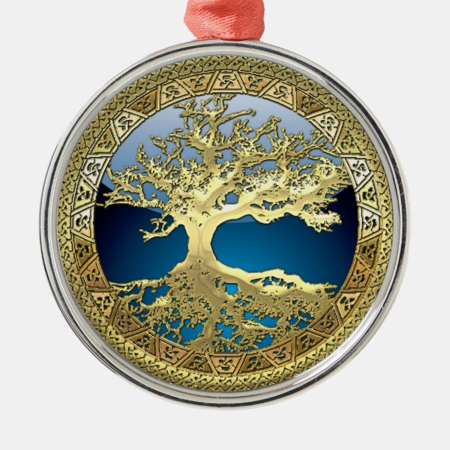 Ornamento De Metal [27] Ouro-Árvore da Vida (Frente)