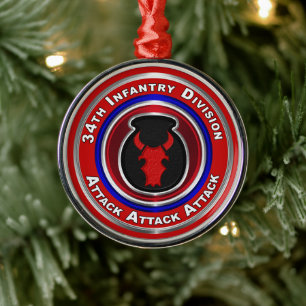 Ornamento De Metal 34.ª Divisão de Infantaria Keepsaokie Natal