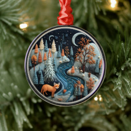 Ornamento De Metal 3D Fox Woodland Animal Natal