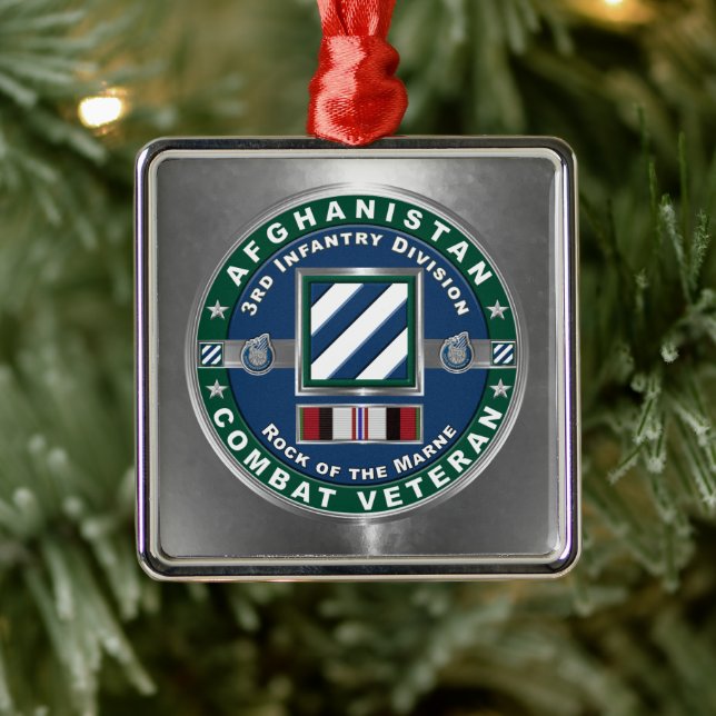 Ornamento De Metal 3rd ID Infantry Division Christmas Afghanistan Vet (Árvore)