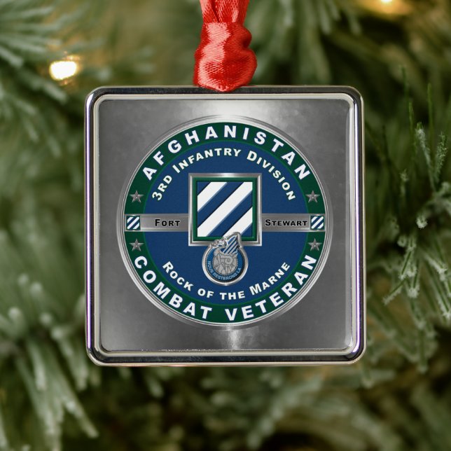 Ornamento De Metal 3rd ID Infantry Division Christmas Afghanistan Vet (Árvore)