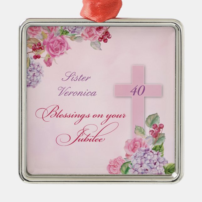 Ornamento De Metal 40.º aniversário da Vida Religiosa (Frente)