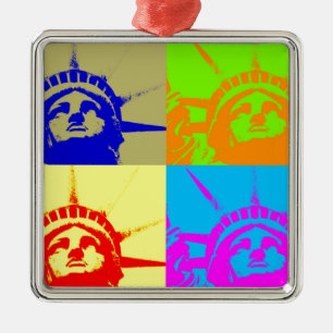 Ornamento De Metal 4 Color Pop Art Lady Liberty
